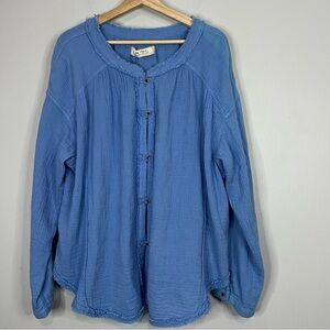 Free People We The Free Button Front Gauze Blouse Size Large